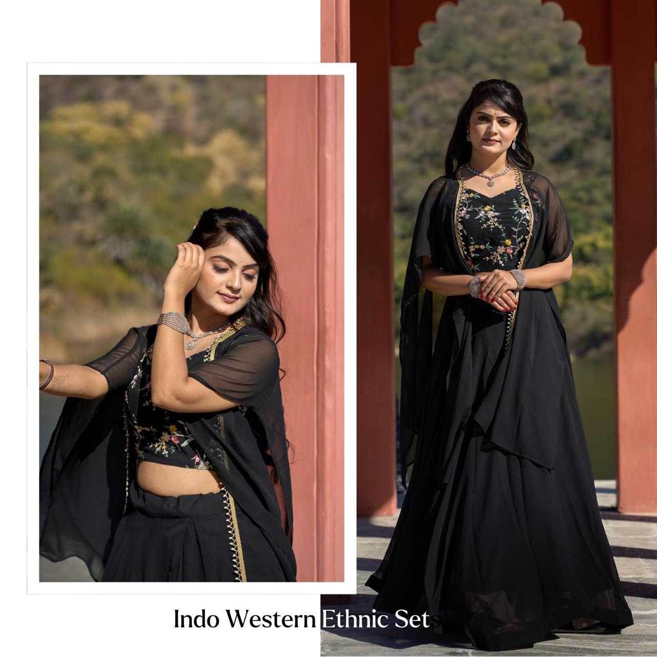 Black Georgette Lehenga Lehenga With Cancan For Elegance - MYLUXURY LANE ENTERPRISE